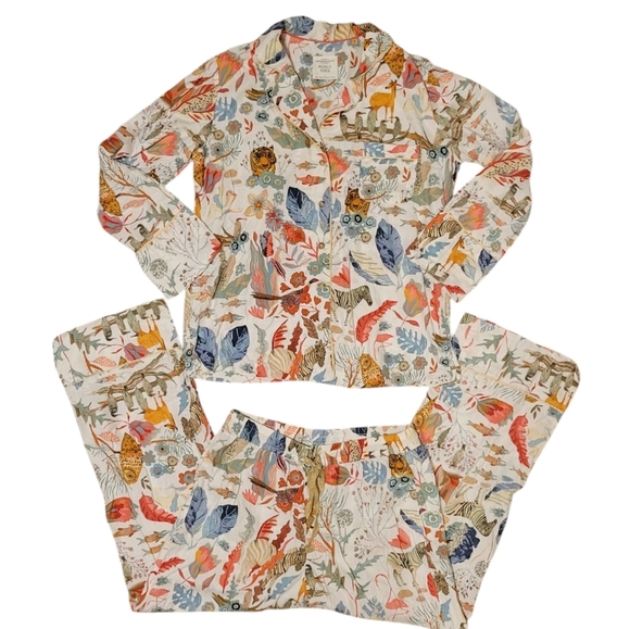 Anthropologie x Michele Morin Set ANIMALIA Zoo Wildlife Print Women's Small Pj's - Picture 4 of 15